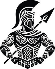 Wall Mural -  sparta silhouete with Polynesian ethnic pattern illustration