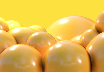 Sticker - 3D balls yellow bubble balloon color glossy 3d render shepres ball group background