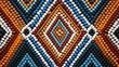 © Irina B - Intricate bead Masai pattern with vibrant colors in blue, orange, and white, creating a detailed and symmetrical design.