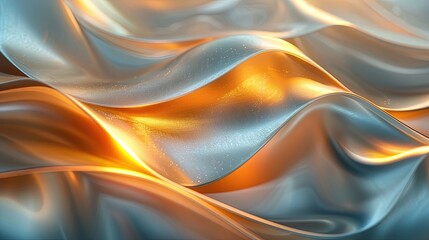 Wall Mural - A wave of fabric with gold and silver colors