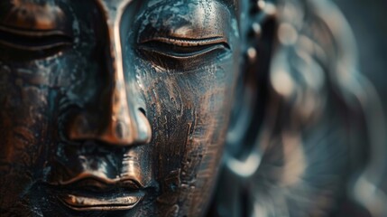 A close-up of a serene face during meditation, symbolizing the quest for inner knowledge and self-discovery