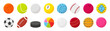 © MicroOne - Different sport balls. Cartoon ball for training and workout. Tennis football basketball golf and hockey play equipment. Neoteric sporting vector clipart