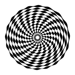 Poster - Abstract Circle Wavy Lines Op Art Pattern with Whirl Movement Illusion Effect. 