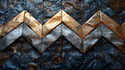 Poster - Glittery chevron patterns on a dark background, creating a glamorous and festive atmosphere. The shimmering gold and silver chevrons stand out against the deep black, enhancing the luxurious look.