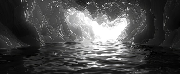 Monochrome Abstract Underwater Caves, Cartoon