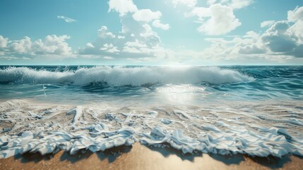 Waves on the beach in the background Beautiful natural background during the rainy season.