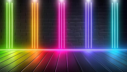 Wall Mural - Different phosphor coatings on neon tubes can change the emitted color.Neon lights are used in art installations for their aesthetic appeal. 