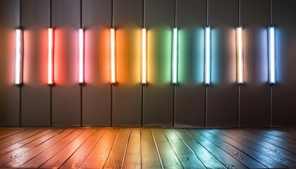 Wall Mural - The vivid colors of neon lights are visible even in daylight.Neon tubes are filled with gas at low pressure to produce light.