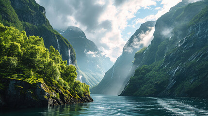 Wall Mural - Beautiful Mountains and Water Lake Alps Landscape Background