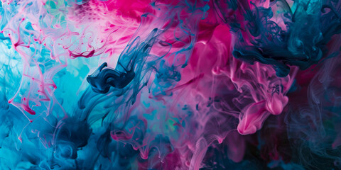 Wall Mural - A colorful painting with blue, pink and purple colors