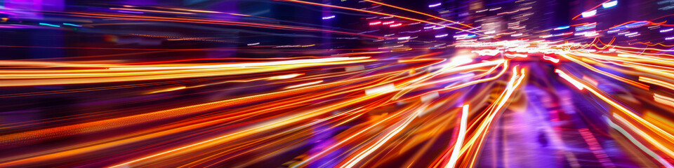 Wall Mural - Streaks of Bright Orange and Purple Lights Creating Dynamic Motion