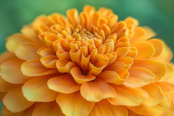 Wall Mural - Close Up of a Vibrant Orange Zinnia Flower in Bloom