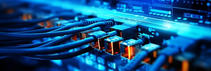 Wall Mural - electronic connection with data transfer, network and communication