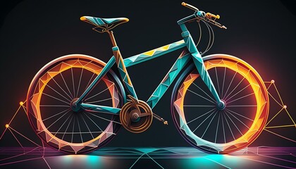 Poster - Geometry bike Illustration on black background, art design