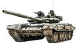 © Jeerawut - High-resolution image of a military tank on a white background, showcasing its design and heavy armor for defense and warfare.
