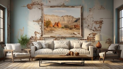 Canvas Print - living room with fireplace