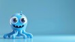 © Nijat - Cute and funny blue octopus cartoon character with big eyes and a happy smile. 3D rendering.