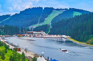 Poster - Evening on the Molodist Lake, Bukovel, Carpathians, Ukraine