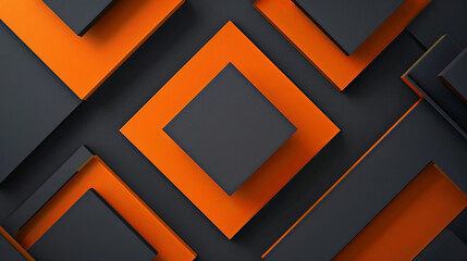 Orange and Charcoal square shape background presentation design
