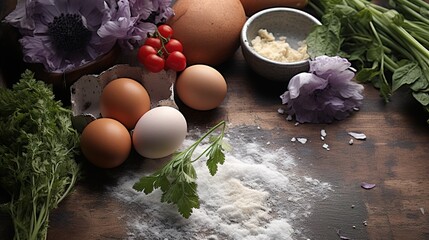 Wall Mural - ingredients for baking