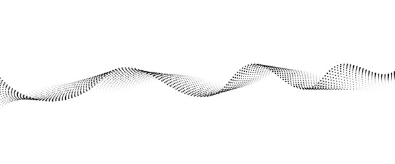 Flowing Dot Wave halftone gradient pattern on transparent background