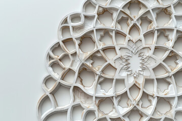 Aufkleber - Minimalist image of an Islamic geometric pattern on a clean, white background,
