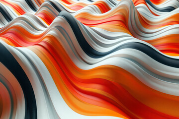 Wall Mural - Dynamic pattern of colorful lines warping and bending, creating the illusion of a 3D object,