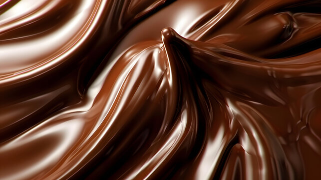 Melted chocolate surface . Ai. Liquid chocolate close-up background.