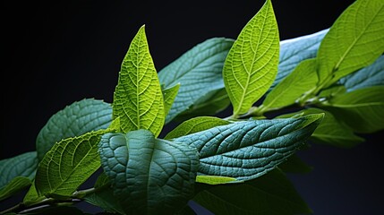 Wall Mural - mint leaves on black background