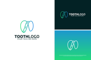 Wall Mural - Vector minimalist tooth logo design template