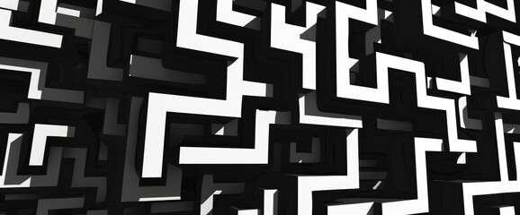 Wall Mural - Monochrome Abstract Maze, Cartoon