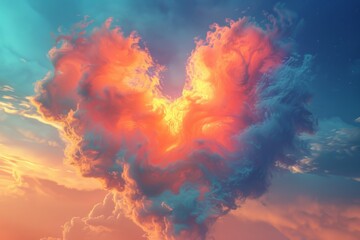 Canvas Print - Heart-Shaped Cloud at Sunset