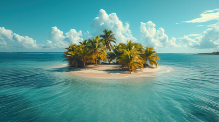 Wall Mural - Aerial View Of Beautiful Tropical Island Beach Landscape Background