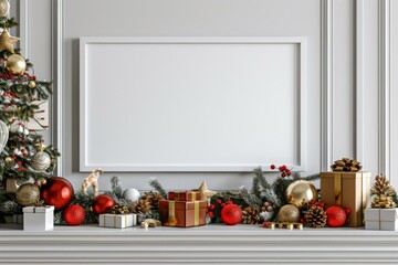 Wall Mural - Christmas Decoration with Gift Boxes and Ornaments