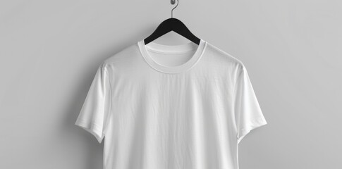 Wall Mural - White tshirt hanging on hanger, mockup for design presentation.