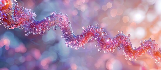 Wall Mural - abstract close-up of a colorful dna helix with bokeh background in soft pastel tones