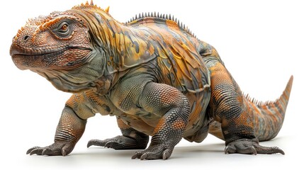 Wall Mural - A detailed Iguanodon with its distinctive thumb spike on a white background.