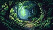 © Picza Booth - Pixel Art Dense Forest Path with Lush Greenery