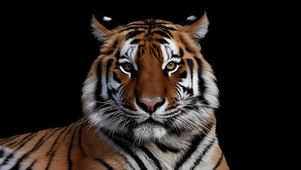 Sticker - Portrait of a Tiger with a black background (High Quality Wallpaper Wild Photography)