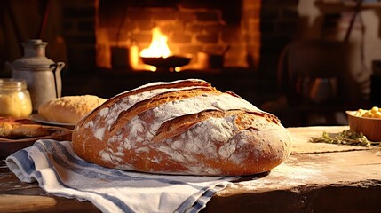 Poster - loaf of bread with a knife