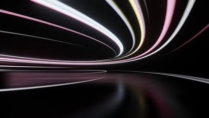 Aufkleber - abstract futuristic neon background with running glowing ascending lines, Light trail, Loop animation