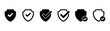 © Amina - Set of Protection approve sign. Security shield protected icon. Protect shield sign. Defense protect elements. Security elements, Vector Illustration.
