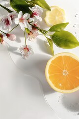 Wall Mural - Fresh Flowers and Citrus Fruits Design