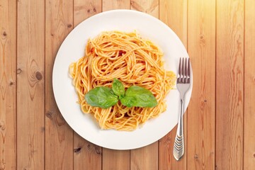 Canvas Print - Tasty fresh noodles pasta dish