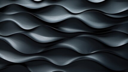 Wall Mural - 3D Black Wavy Shapes Background