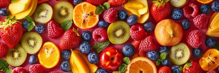 Wall Mural - Background of seasonal fresh organic fruit