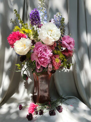 Wall Mural - A romantic bouquet of spring flowers from a rustic garden.