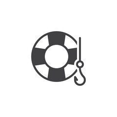 Wall Mural - Lifebuoy and fishing hook vector icon