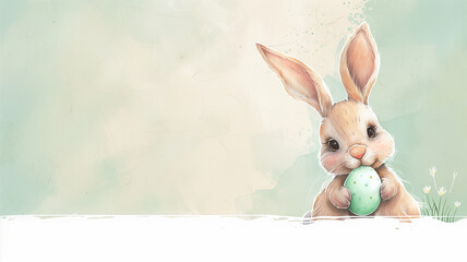 Wall Mural - Cute easter bunny with copy space