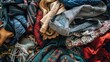 © Nakron - A pile of old used clothing and textiles. Fast fashion and clothing recycling, Generative Ai